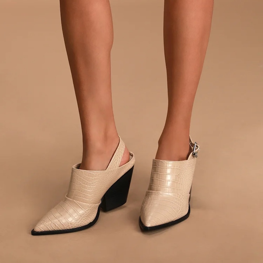 Chinese laundry Los Angeles Cream Croc-Embossed Women's Shoes - Picture 2 of 7